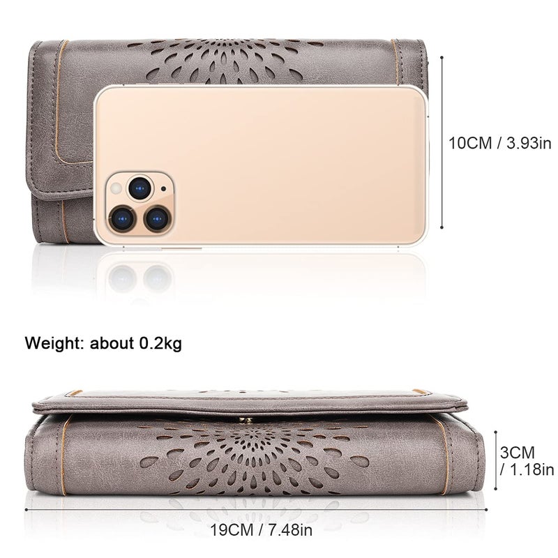 APHISON Womens Wallets RFID Blocking PU Leather Clutch Long Wallet for Women Card Holder Phone Organizer Ladies Travel Purse Hollow Out Sunflower Design Gift Box 2214 Dark-gray - Image 4